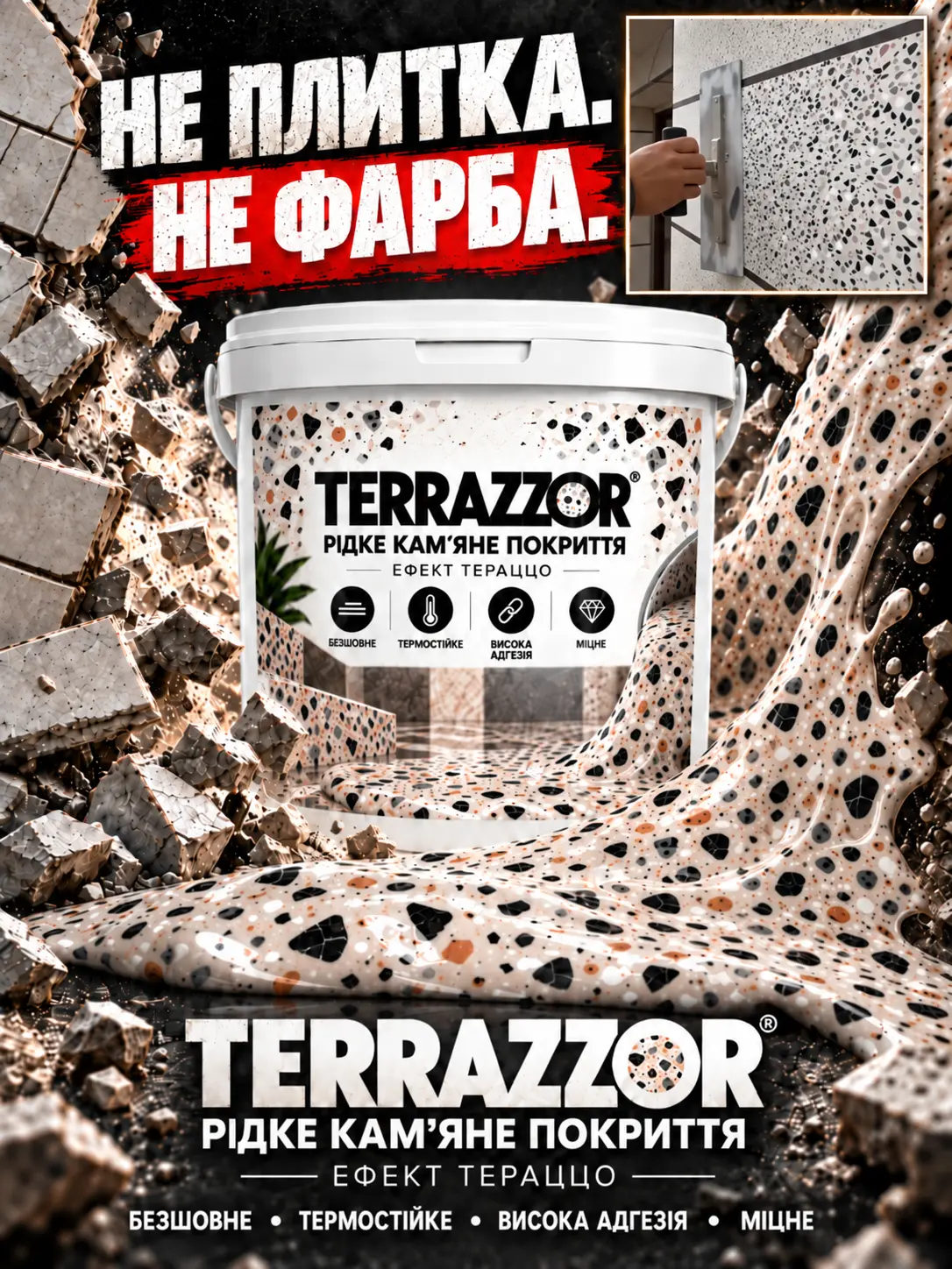 Рідке покриття TERRAZZOR з декоративною фактурою тераццо